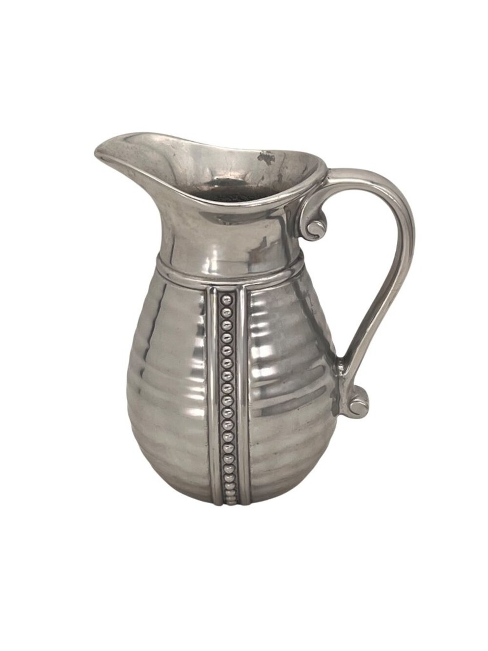 Wilton RWP Armetale Flutes & Pearls Polished Pewter Pitcher 9" Tall 2 Quart